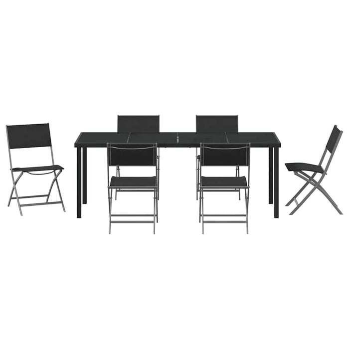 Set de masă pentru grădină 7 pcs Negru - WALTI WALTI