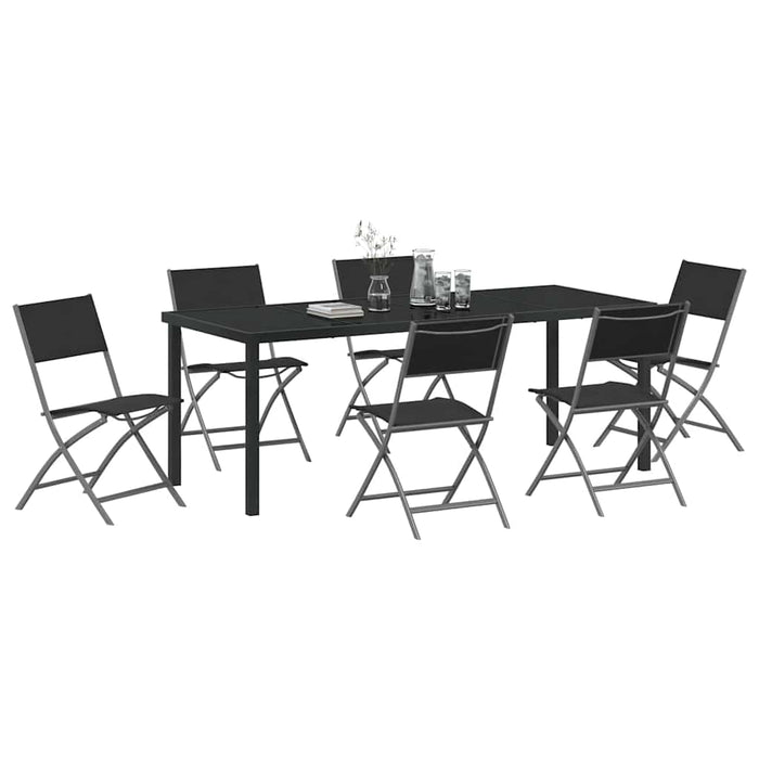 Set de masă pentru grădină 7 pcs Negru - WALTI WALTI