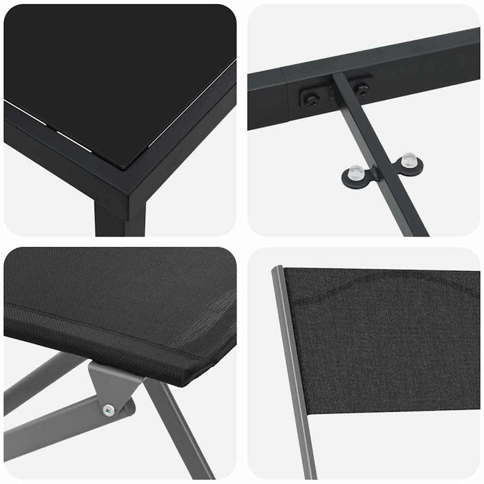 Set de masă pentru grădină 9 pcs Negru - WALTI WALTI