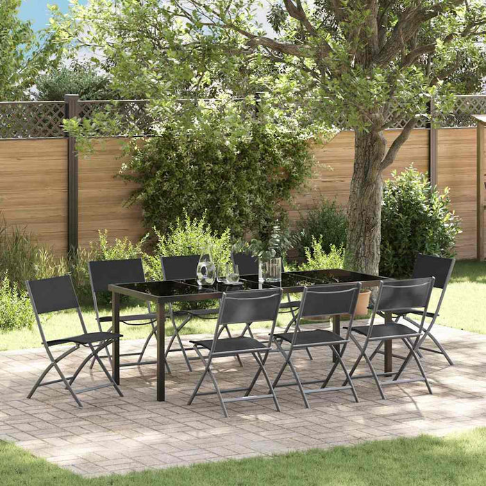 Set de masă pentru grădină 9 pcs Negru - WALTI WALTI