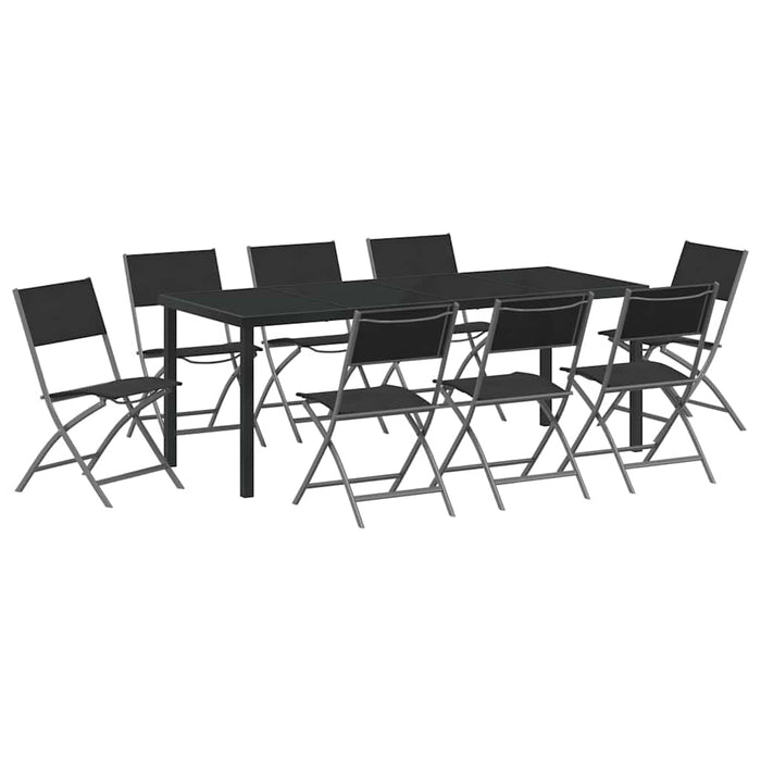 Set de masă pentru grădină 9 pcs Negru - WALTI WALTI
