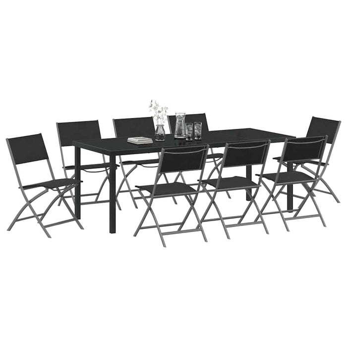 Set de masă pentru grădină 9 pcs Negru - WALTI WALTI
