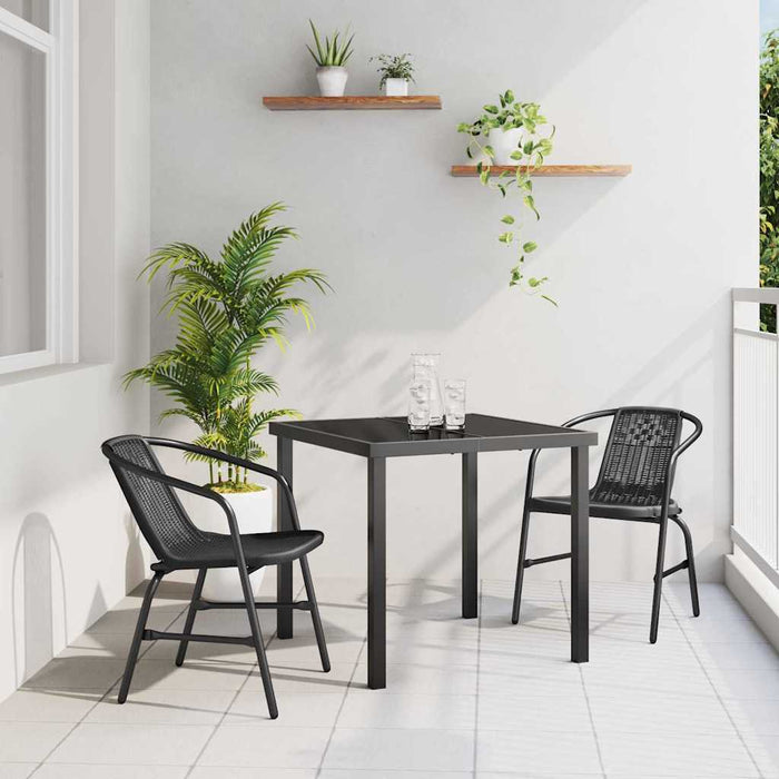 Set de masă pentru grădină 3 pcs Negru Rattan poli - WALTI WALTI