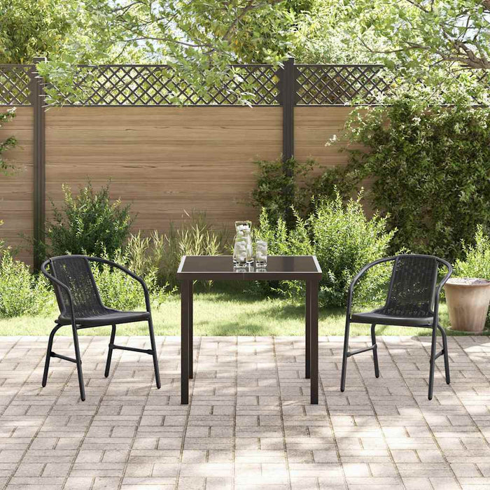 Set de masă pentru grădină 3 pcs Negru Rattan poli - WALTI WALTI