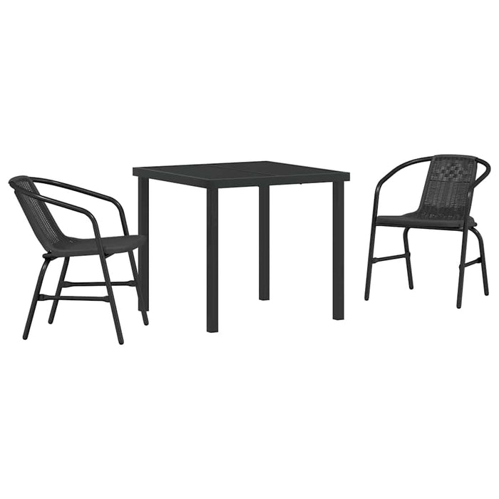 Set de masă pentru grădină 3 pcs Negru Rattan poli - WALTI WALTI