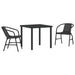 Set de masă pentru grădină 3 pcs Negru Rattan poli - WALTI WALTI