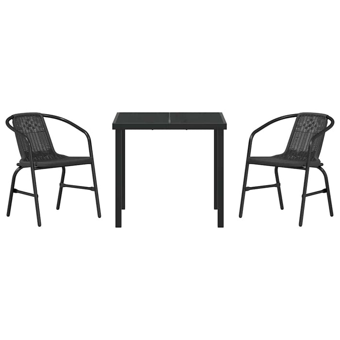 Set de masă pentru grădină 3 pcs Negru Rattan poli - WALTI WALTI