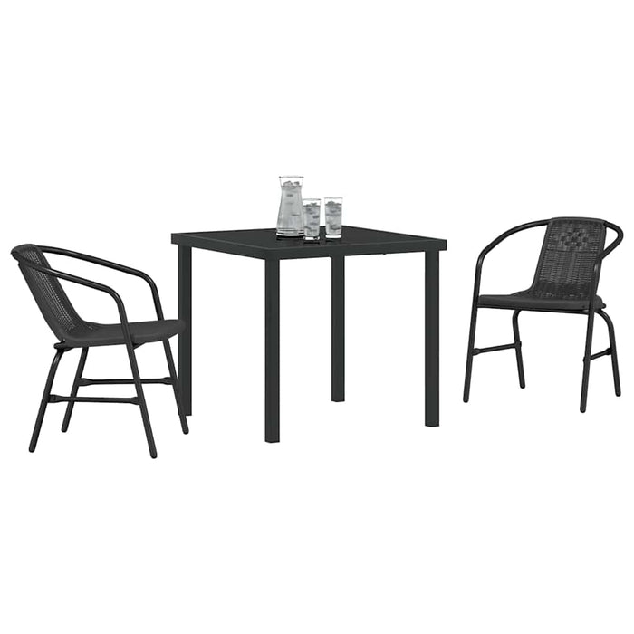 Set de masă pentru grădină 3 pcs Negru Rattan poli - WALTI WALTI