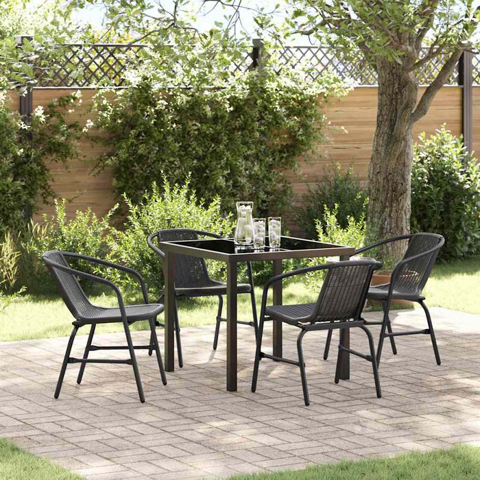 Set de masă pentru grădină 5 pcs Negru Rattan poli - WALTI WALTI