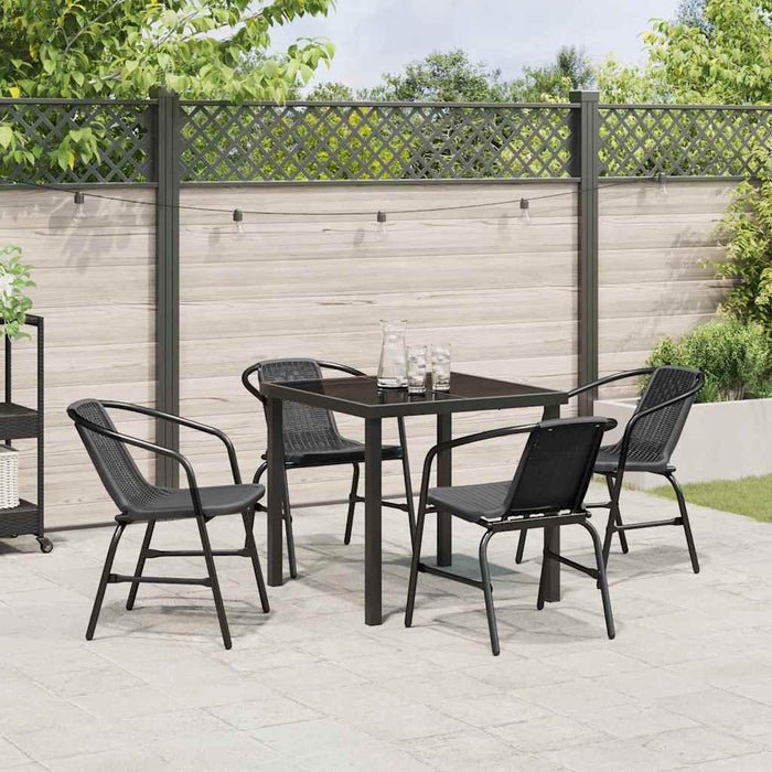Set de masă pentru grădină 5 pcs Negru Rattan poli - WALTI WALTI