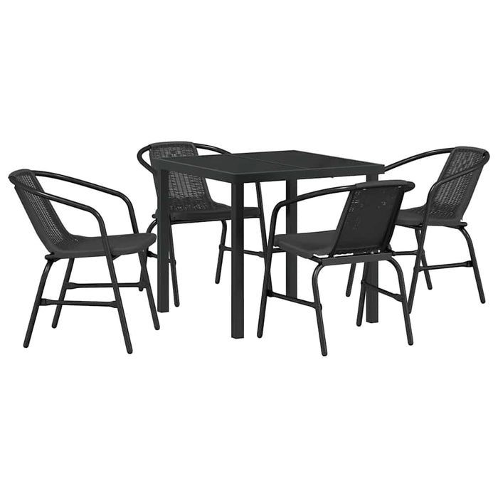 Set de masă pentru grădină 5 pcs Negru Rattan poli - WALTI WALTI
