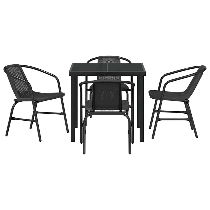 Set de masă pentru grădină 5 pcs Negru Rattan poli - WALTI WALTI