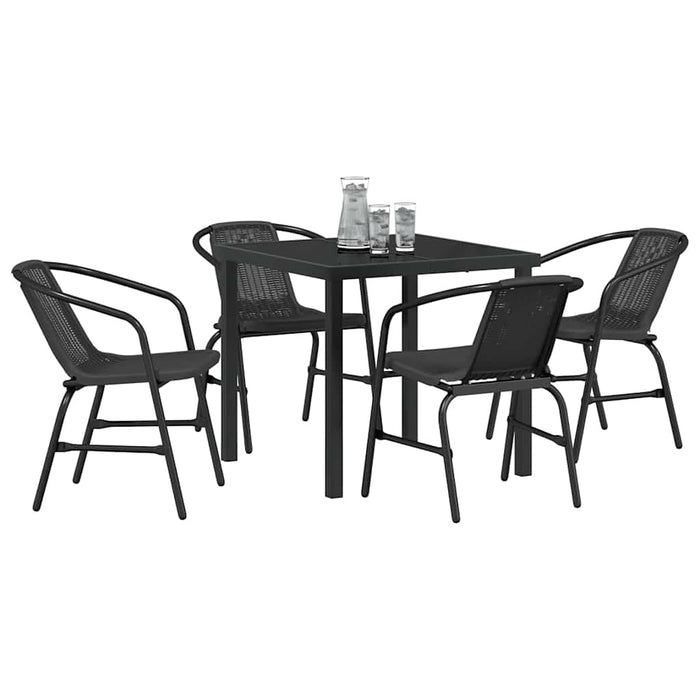 Set de masă pentru grădină 5 pcs Negru Rattan poli - WALTI WALTI