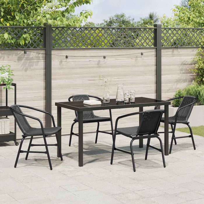 Set de masă pentru grădină 5 pcs Negru Rattan poli - WALTI WALTI
