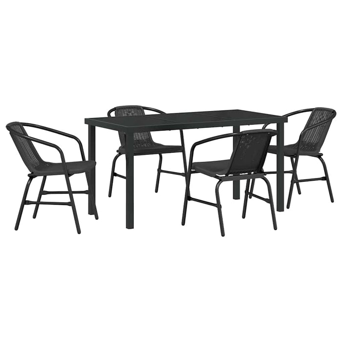 Set de masă pentru grădină 5 pcs Negru Rattan poli - WALTI WALTI