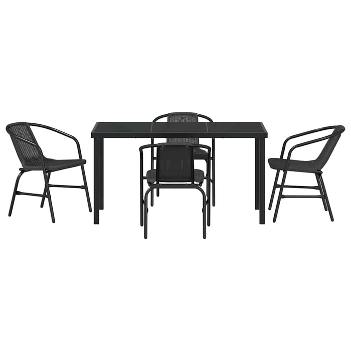 Set de masă pentru grădină 5 pcs Negru Rattan poli - WALTI WALTI