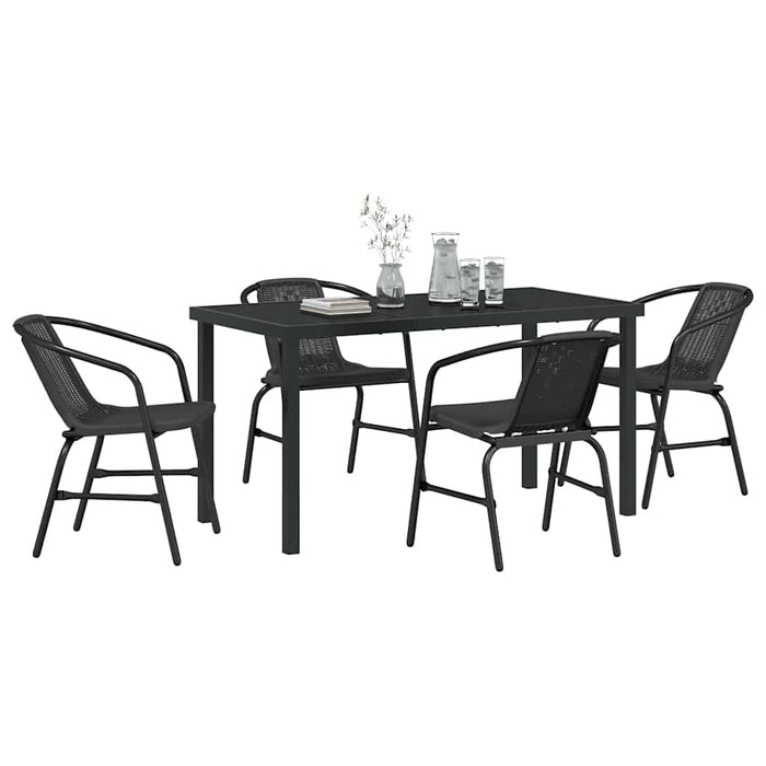 Set de masă pentru grădină 5 pcs Negru Rattan poli - WALTI WALTI