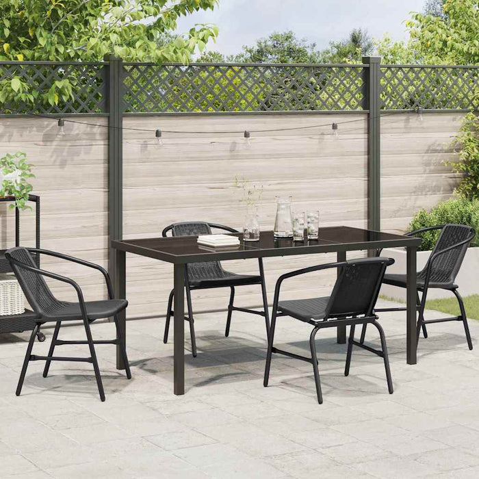 Set de masă pentru grădină 5 pcs Negru - WALTI WALTI