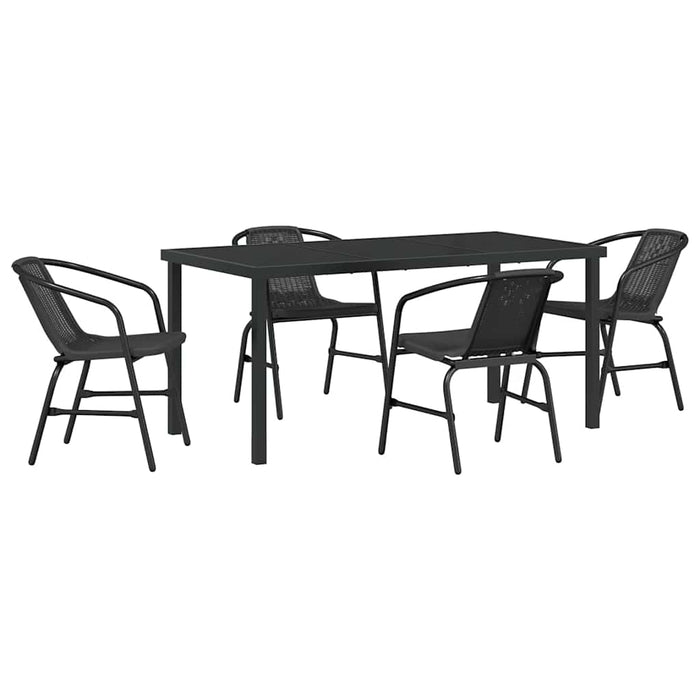 Set de masă pentru grădină 5 pcs Negru - WALTI WALTI