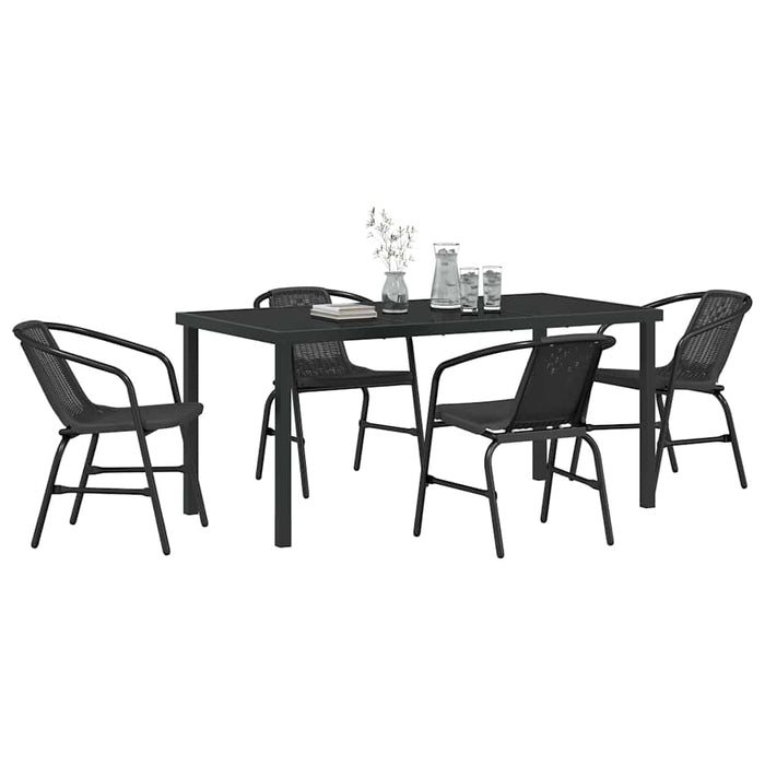 Set de masă pentru grădină 5 pcs Negru - WALTI WALTI