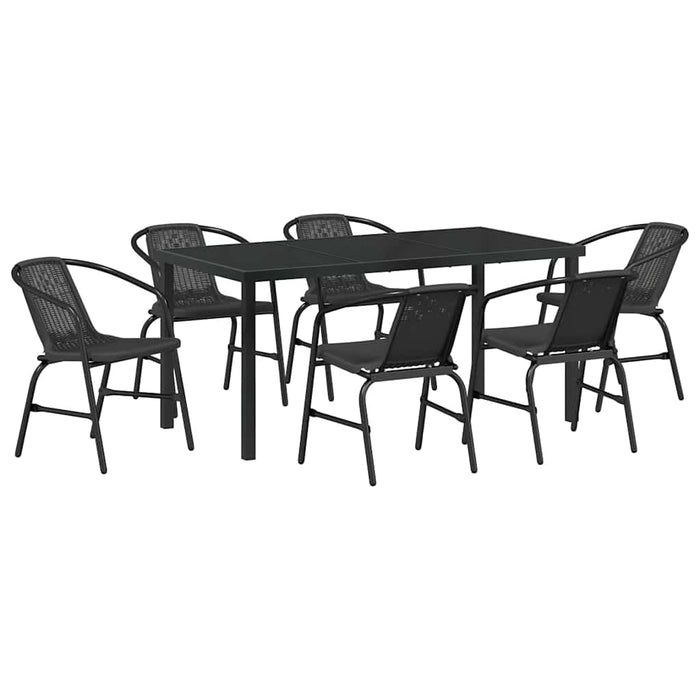 Set de masă pentru grădină 7 pcs Negru - WALTI WALTI