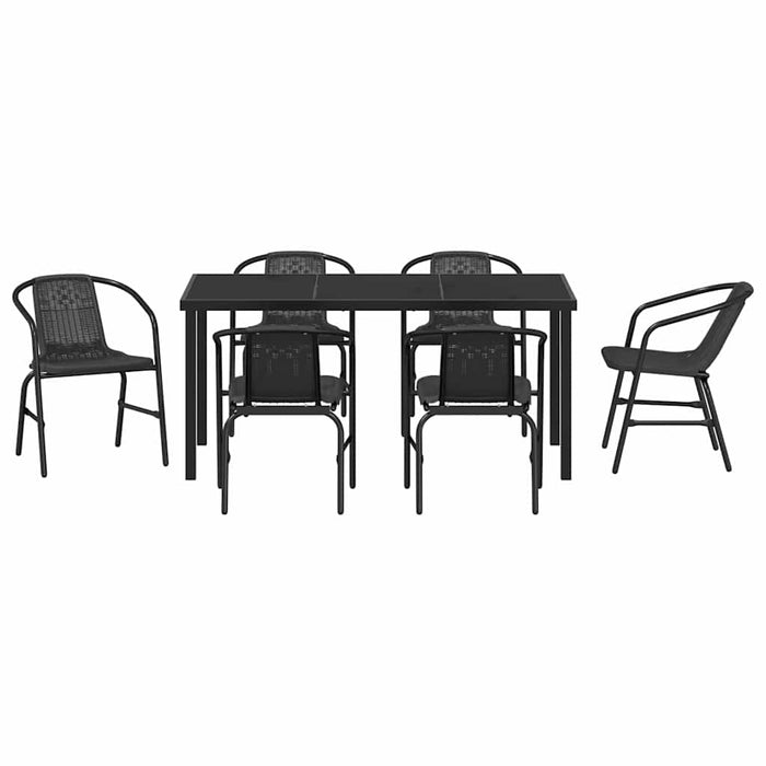 Set de masă pentru grădină 7 pcs Negru - WALTI WALTI
