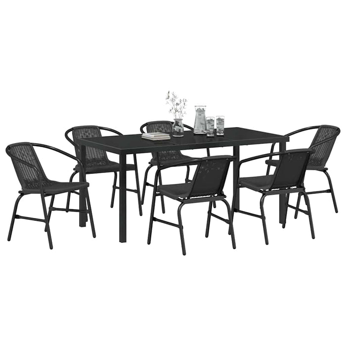 Set de masă pentru grădină 7 pcs Negru - WALTI WALTI