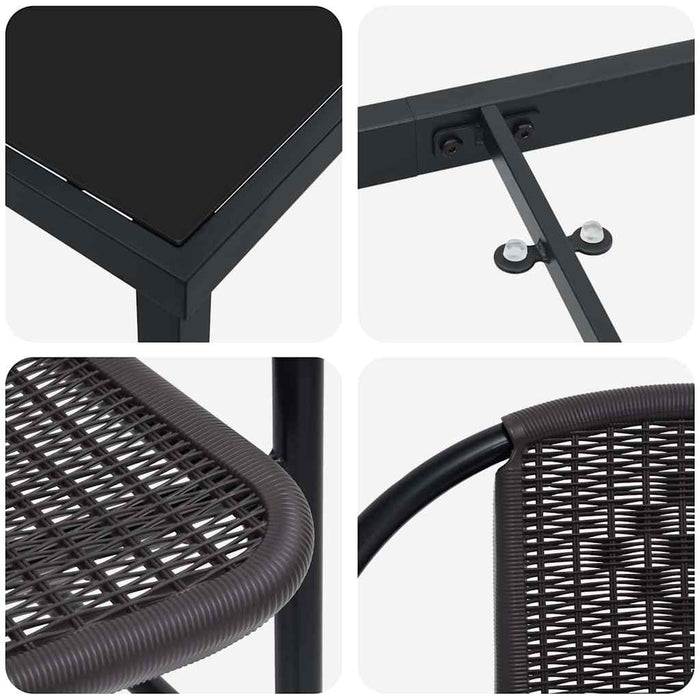 Set de masă pentru grădină 7 pcs Negru - WALTI WALTI
