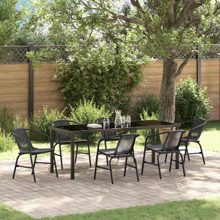 Set de masă pentru grădină 7 pcs Negru - WALTI WALTI