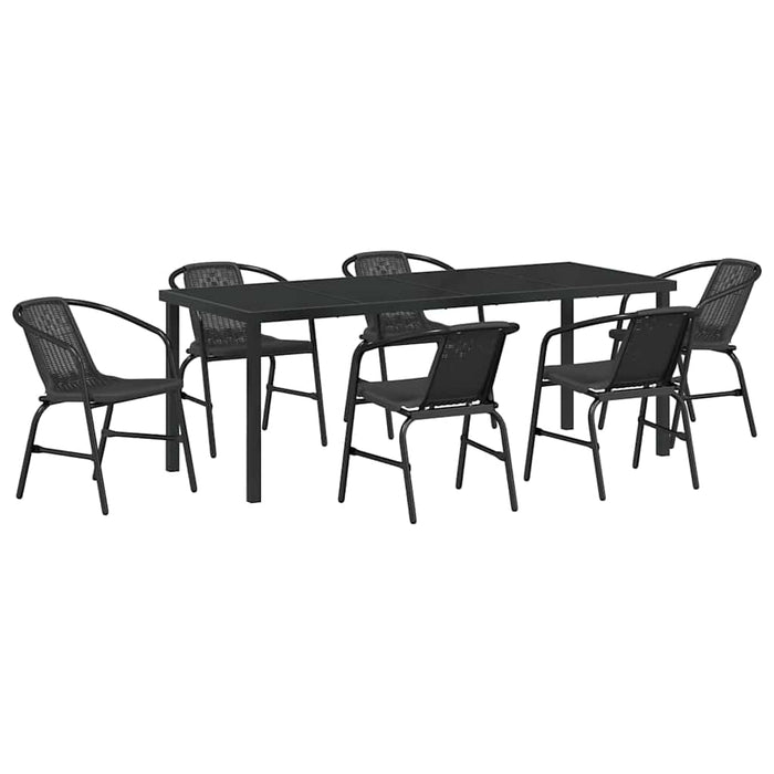 Set de masă pentru grădină 7 pcs Negru - WALTI WALTI