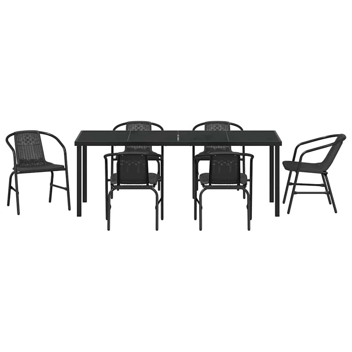 Set de masă pentru grădină 7 pcs Negru - WALTI WALTI
