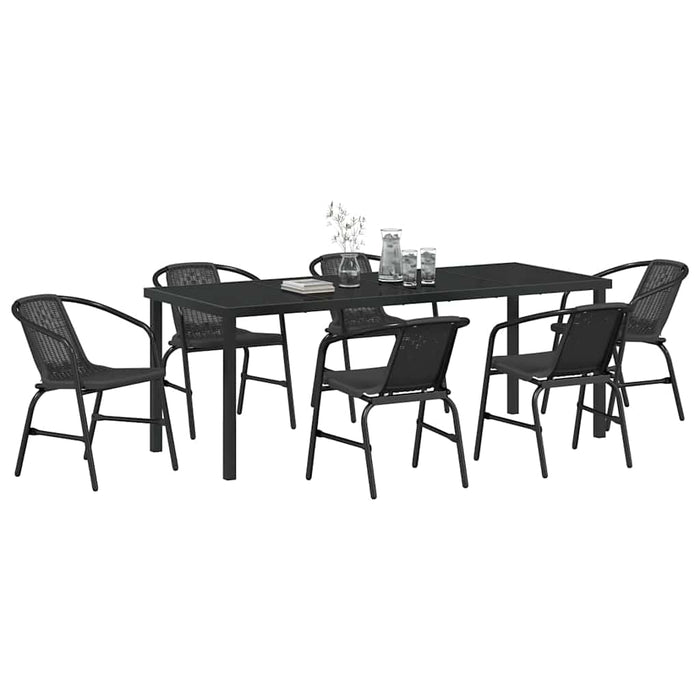 Set de masă pentru grădină 7 pcs Negru - WALTI WALTI