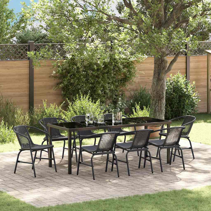 Set de masă pentru grădină 9 pcs Negru - WALTI WALTI