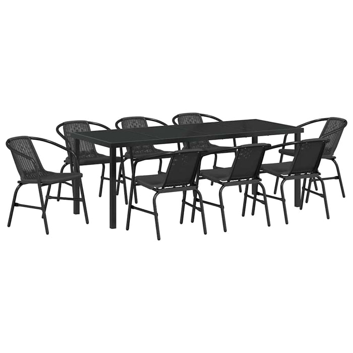 Set de masă pentru grădină 9 pcs Negru - WALTI WALTI