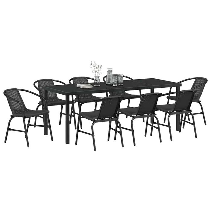 Set de masă pentru grădină 9 pcs Negru - WALTI WALTI