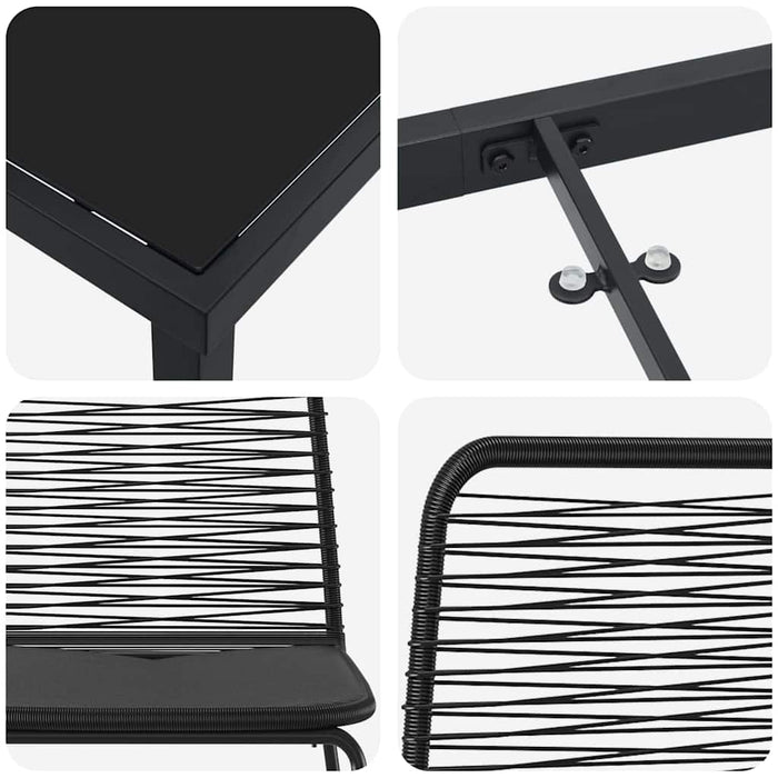 Set de masă pentru grădină 5 pcs Negru WALTI