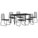 Set de masă pentru grădină 7 pcs Negru - WALTI WALTI