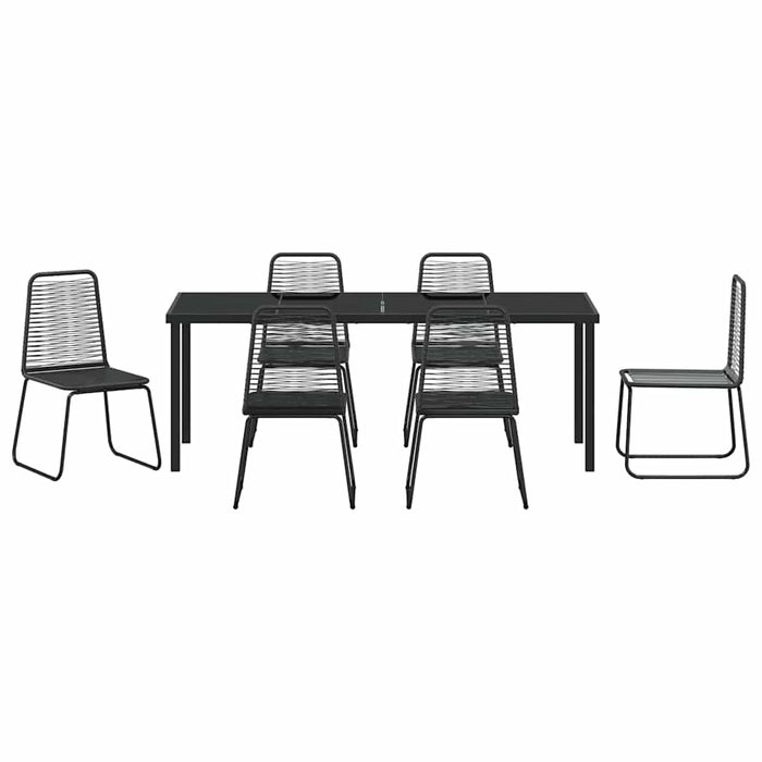 Set de masă pentru grădină 7 pcs Negru WALTI