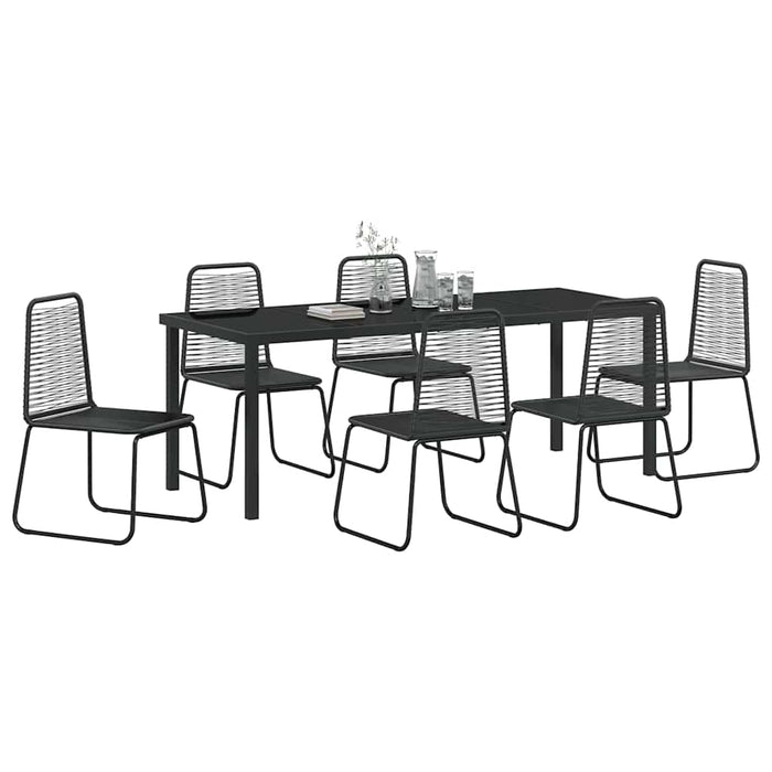 Set de masă pentru grădină 7 pcs Negru WALTI