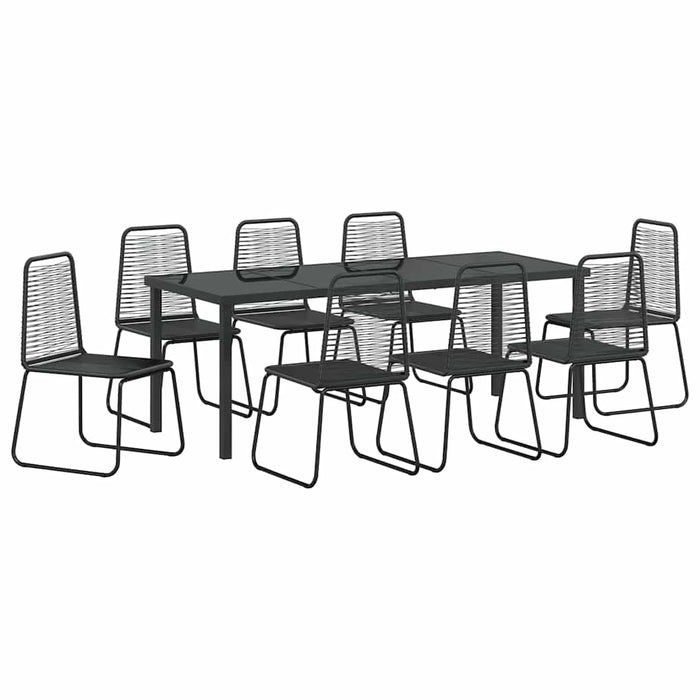 Set de masă pentru grădină 9 pcs Negru WALTI