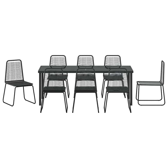 Set de masă pentru grădină 9 pcs Negru WALTI