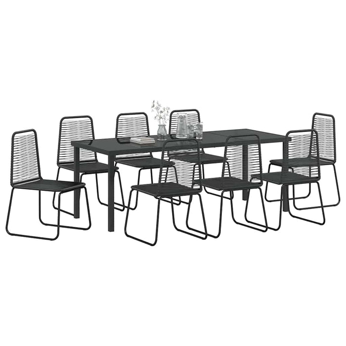 Set de masă pentru grădină 9 pcs Negru WALTI
