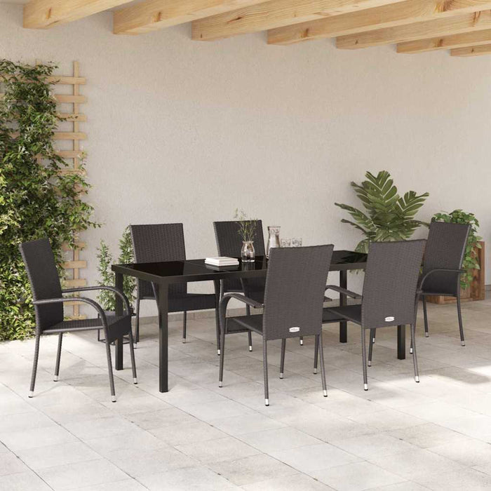 Set de masă pentru grădină 7 pcs Maro Oțel vopsit electrostatic - WALTI WALTI