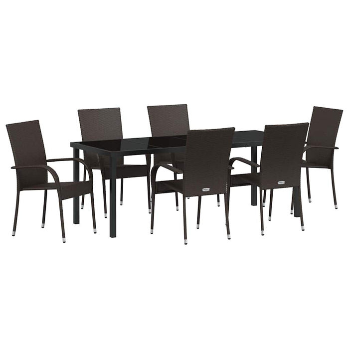 Set de masă pentru grădină 7 pcs Maro Oțel vopsit electrostatic - WALTI WALTI