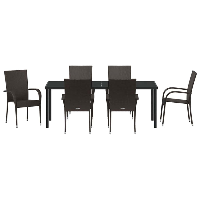 Set de masă pentru grădină 7 pcs Maro Oțel vopsit electrostatic - WALTI WALTI