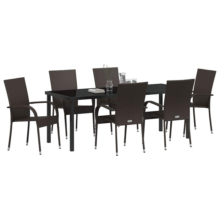 Set de masă pentru grădină 7 pcs Maro Oțel vopsit electrostatic - WALTI WALTI