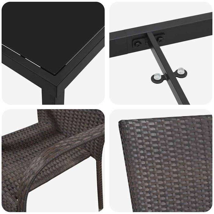 Set de masă pentru grădină 5 pcs Maro Oțel vopsit electrostatic - WALTI WALTI