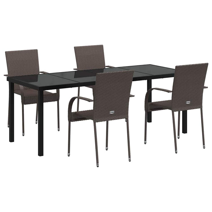 Set de masă pentru grădină 5 pcs Maro Oțel vopsit electrostatic - WALTI WALTI
