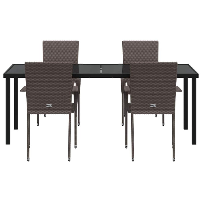 Set de masă pentru grădină 5 pcs Maro Oțel vopsit electrostatic - WALTI WALTI