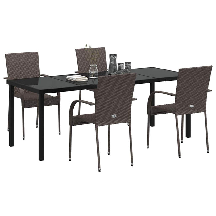 Set de masă pentru grădină 5 pcs Maro Oțel vopsit electrostatic - WALTI WALTI